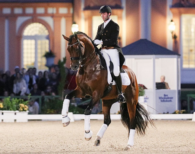 Eyal Zlatin on Florenciano in a clinic at the 2017 CDI Wiesbaden :: Photo © LL-foto