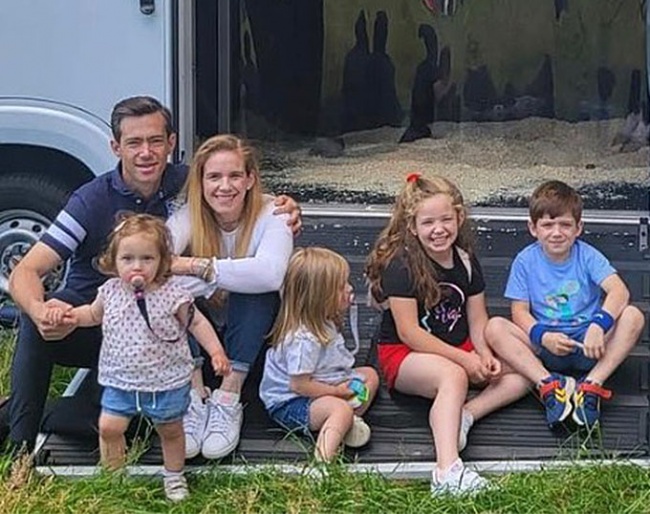 Antonio and Joana do Vale with four of their five kids at the horse show