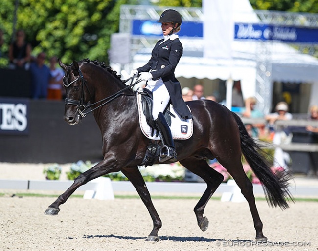 Isabel Freese and Fürsten-Look won bronze at the 2018 World Young Horse Championships :: Photo © Astrid Appels