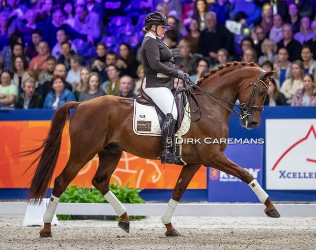 Trea Mulder-Dolsma and Jupiler S at the 2020 KWPN Stallion Licensing show :: Photo © Dirk Caremans
