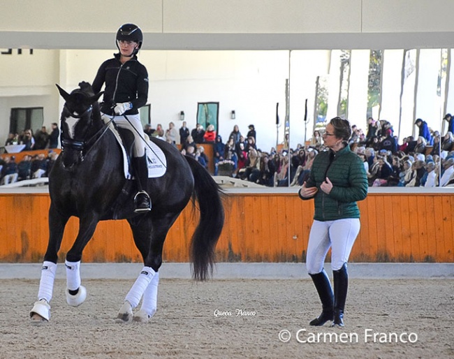 Isabell Werth masterclass at Helgstrand USA on 29 January 2024. Werth coaching Mackenzie Peer on Lorence de Jeu :: Photos © Carmen Franco