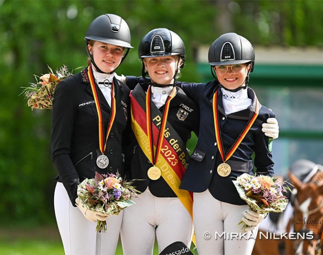 The Children podium at the 2023 Preis der Besten: Lilly Marie Heins, Vivianne Mercker, Madlin Tillmann :: Photo © Mirka Nilkens