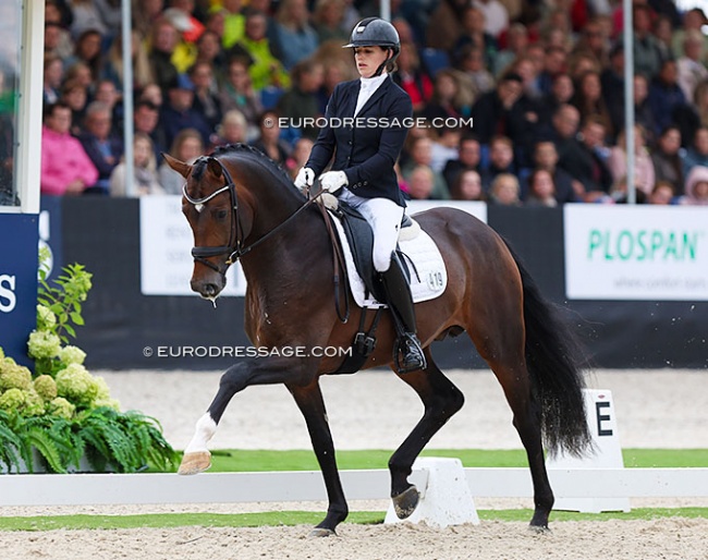 Philly Rroberts and Del Sogno in the 4-YO challenge at the 2023 World Young Horse Championships :: Photo © Astrid Appels