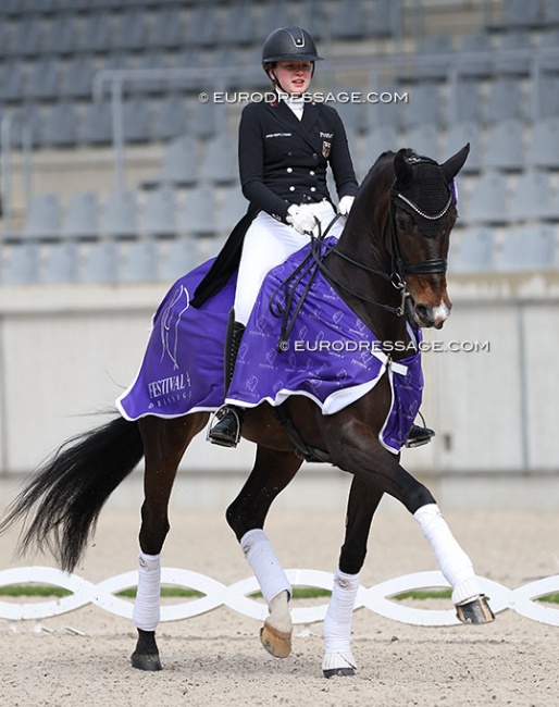 Alix von Borries and Feingefühl win the team and individual junior test at the 2024 CDI Aachen Festival 4 Dressage :: Photo © Astrid Appels