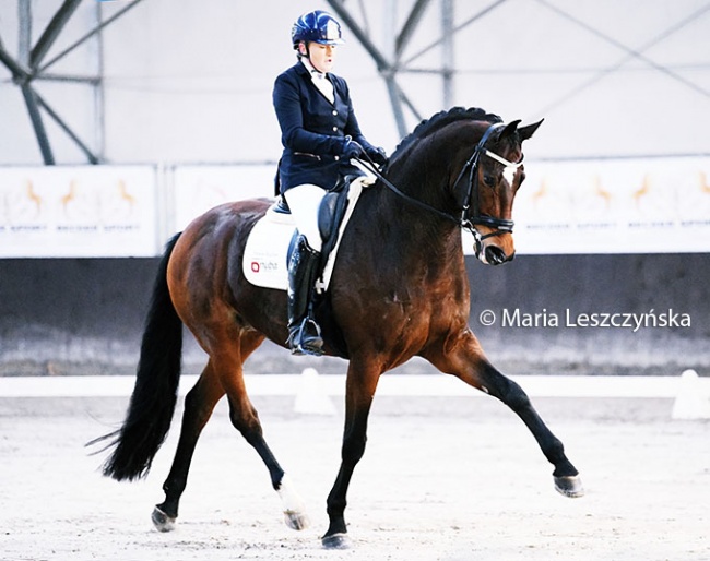 Sandra Sysojeva and Ferero Rocher winning the 6-year old classes at the 2024 CDI Kalen :: Photo © Maria Leszczyńska