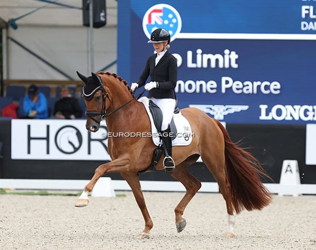 Simone Pearce and No Limit at the 2023 World Young Horse Championships :: Photo © Astrid Appels