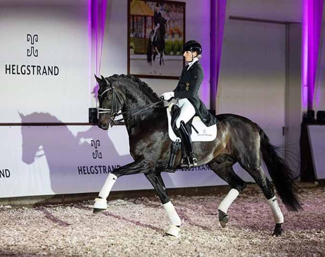 Leonie Richter and So Perfect at the 2024 Helgstrand stallion show in Denmark :: Photo © Mia Bach