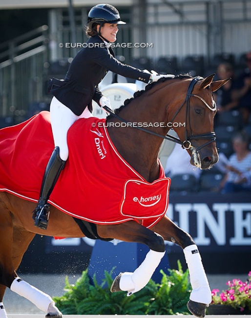 Anne Mette Strandby and Valerie B win the 6-year old preliminary test at the 2024 World Young Horse Championships :: Photo © Astrid Appels