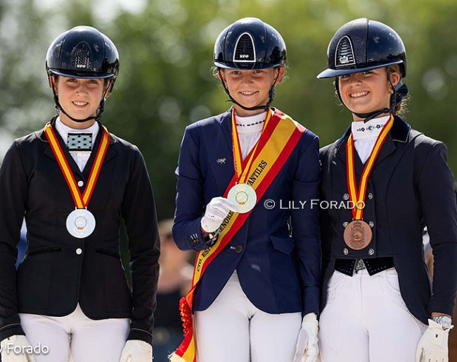 The Children podium at the 2024 Spanish Youth Championships: Onia Maldonado, Triana Vargas, Aitana Morales :: Photo © Lily Forado