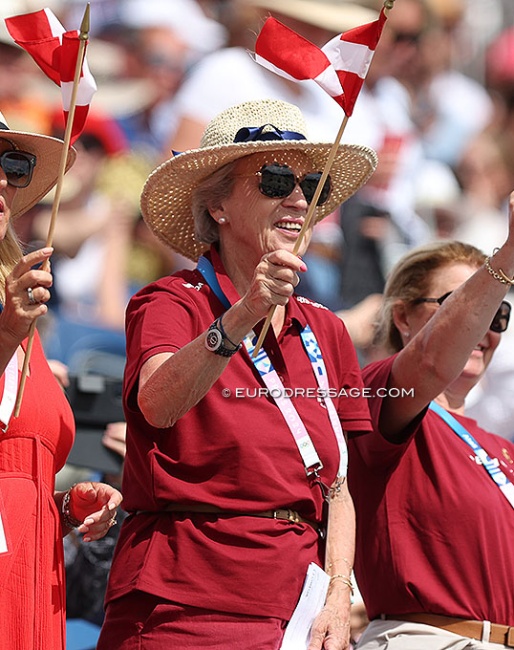 HRH Princess Benedikte cheering for Team Denmark at the 2024 Olympics in paris :: Photo © Astrid Appels