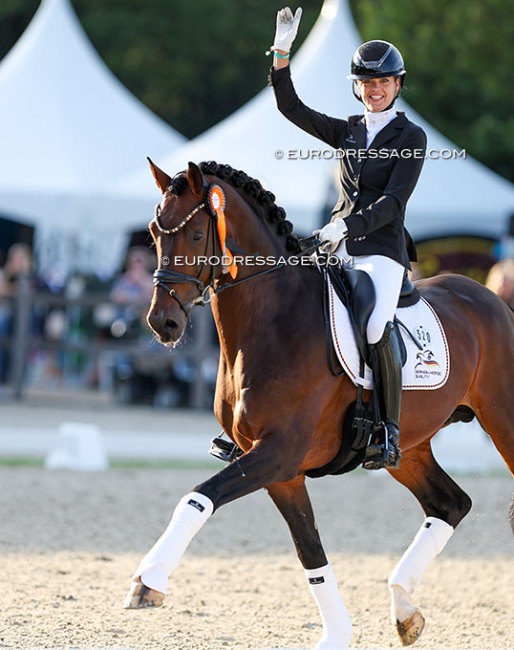 Anne-Mette Strandby Hansen and Feinsten at the 2024 World Young Horse Championships :: Photo © Astrid Appels