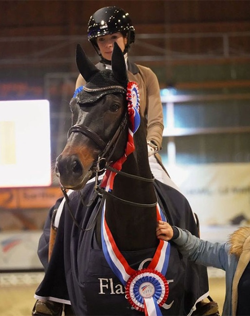 Charlotte Chalvignac Vesin wins the 2024 French Championships for 7-Year Olds. She rode the prize giving on Fursty Majishan :: Photo © Les Garennes