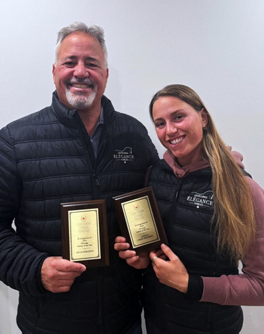 Gilles and Camille Bergeron, two recipients of the 2024 Equestrian Canada Dressage Year-End awards