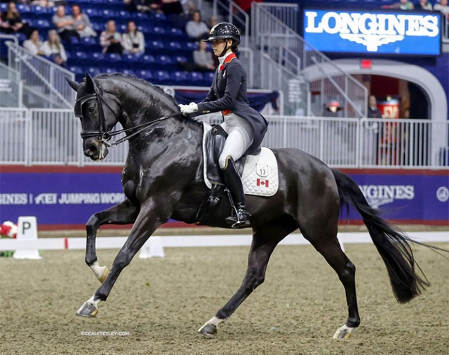 Naima Moreira Laliberté (Outremont, QC) and Statesman were victorious in the CDI3* Grand Prix Dressage Freestyle at the Royal Horse Show in Toronto :: Photo © Cealy Tetley