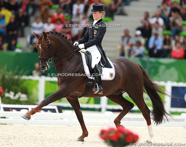 Helen Langehaneberg and Damon Hill at the 2014 World Equestrian Games :: Photo © Astrid Appels