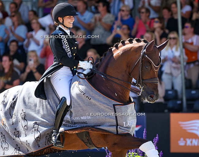 Charlott-Maria Schürmann and Life Time win the 2024 World Young Horse Championships :: Photo © Astrid Appels