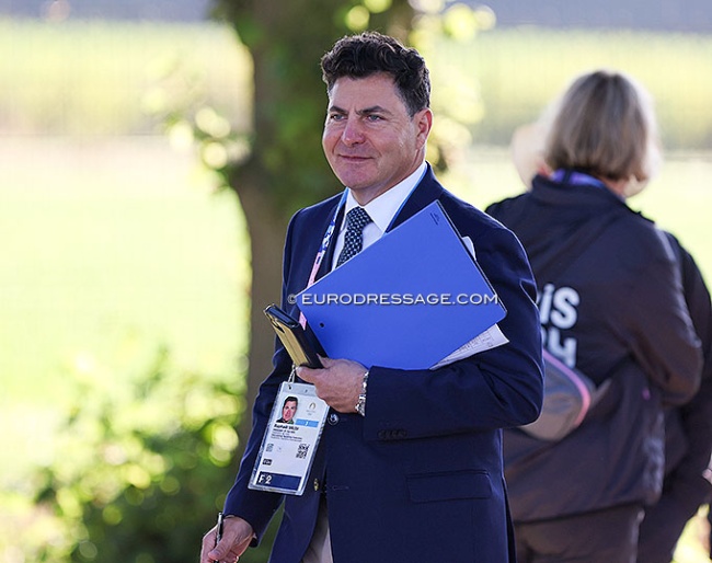 Raphael Saleh, president of the ground jury, at the horse inspection of the 2024 Olympic Games :: Photo © Astrid Appels