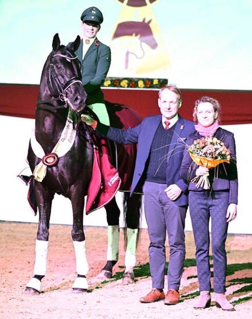 Susann Göbel and Decurio at the 2025 DSP Stallion Licensing :: Photo © Hubert Fischer