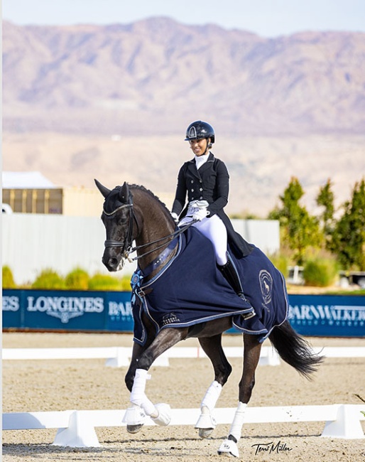 Genay Vaughn and Gino win the World Cup qualifier at the 2025 CDI-W Thermal :: Photo © Terri Miller