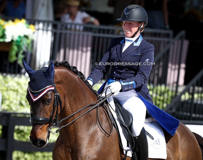Karin Persson on Slaebaekgaard’s Santino at the 2025 CDI-W Wellington :: Photo © Astrid Appels