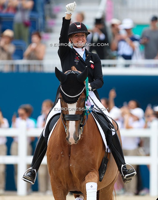 Nanna Skodborg Merrald and Blue Hors Zepter win team silver at the 2024 Paris Olympics :: Photo © Astrid Appels