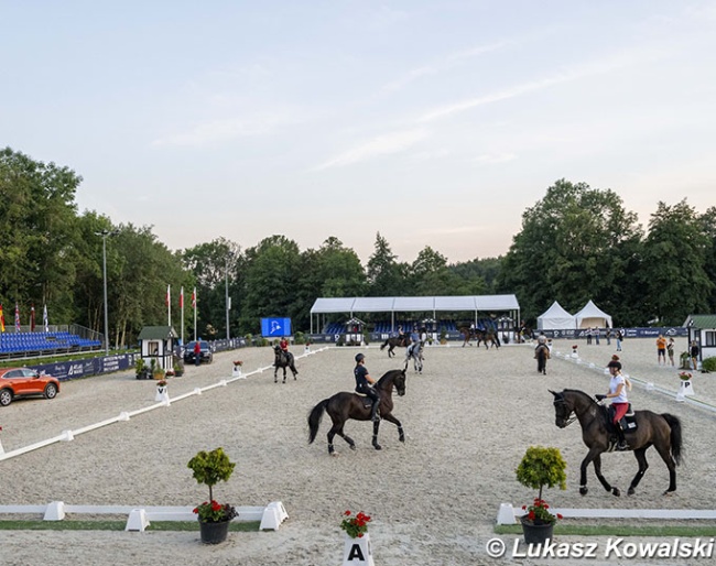 Arena familiarization at the 2024 CDI-W Bialy Las in Poland :: Photo © Lukasz Kowalski