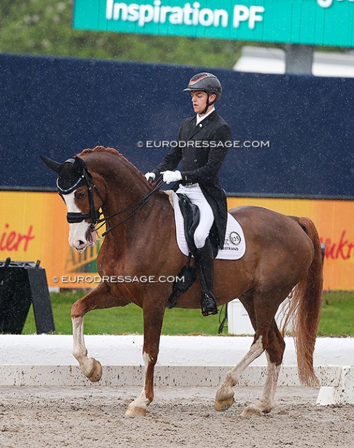 Alexander Yde Helgstrand and Inspiration PF in the rain at the 2025 CDI Hagen :: Photo © Astrid Appels