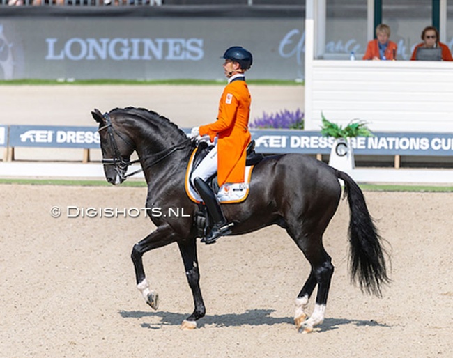 Hans Peter Minderhoud and Taminiau on their final centerline at the 2025 CDI Rotterdam :: Photos © Digishots