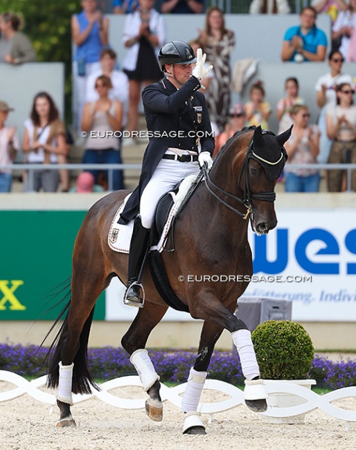 Frederic Wandres and Bluetooth OLD in the lap of honour for the 5* GP Special at the 2025 CDIO Aachen :: Photo © Astrid Appels