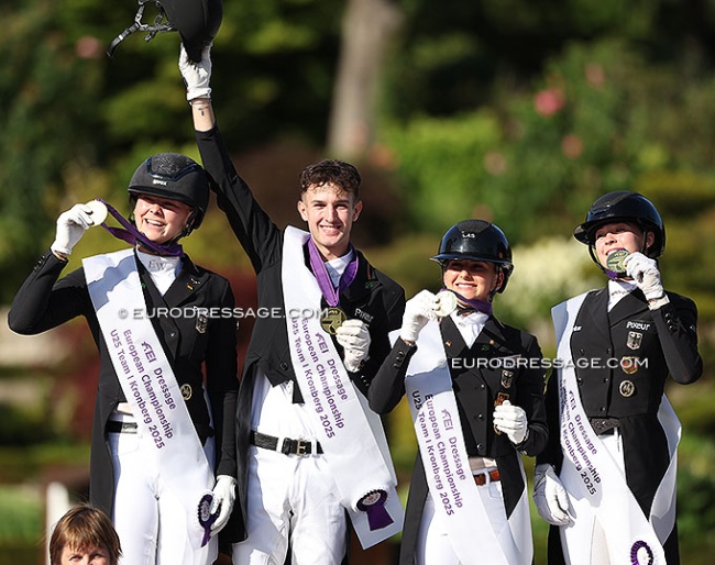Team gold for Germany at the 2025 European Under 25 Championships in Kronberg: Von Wulffen, Treffinger, Hendricks, Schölermann:: Photos © Astrid Appels