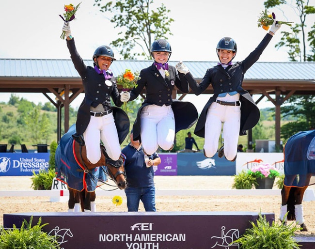 Eva Levy, Kat Fuqua, Alciia Berger at the 2024 North American Young Riders Championships :: Photo © US Equestrian