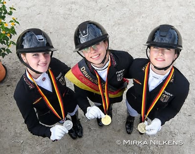 Gosmann, Tillmann and Isbruch win the medals in the pony division at the 2025 German Youth Riders Championships :: Photo © Mirka Nilkens