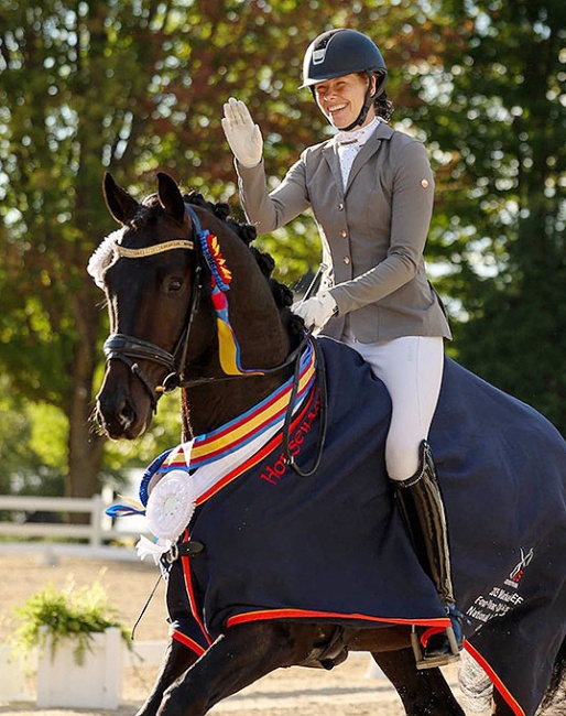 Charell Garcia and MW Verrazzano win the 4-year old division at the 2025 U.S. Young Horse Championships :: Photo © US Equestrian