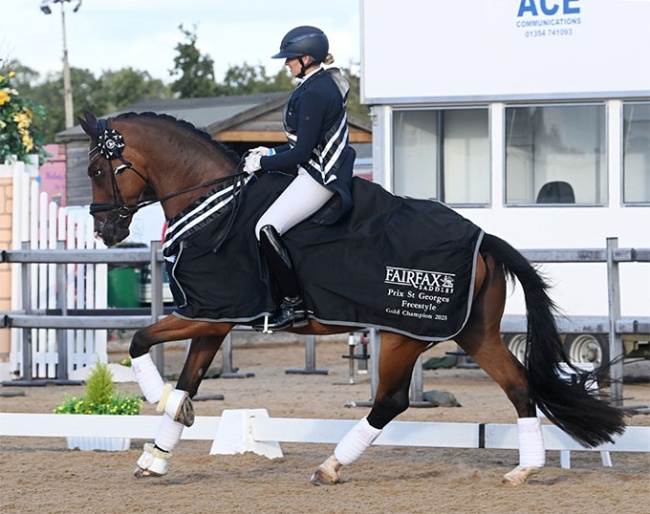 Sarah Higgins and the Chinese owned Geniaal win the PSG titles at the 2025 British Dressage Championships :: Photos © Kevin Sparrow