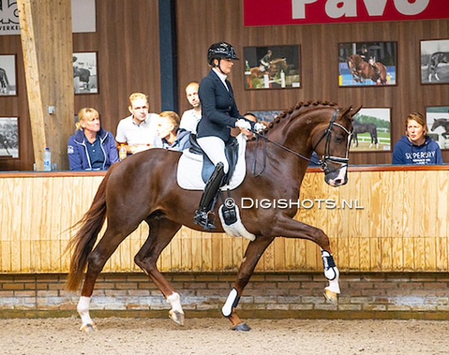 Emmelie Scholtens and Miami Turfhorst at the 2020 KWPN Saddle presentation :: Photo © Digishots