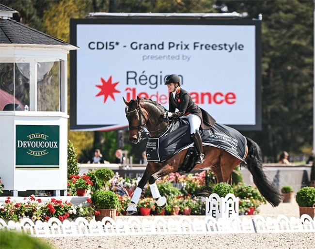 Becky Moody and Jagerbomb won the 5* at the 2025 CDI Fontainebleau this year :: Photo © PSV