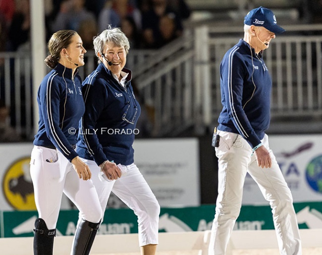 Cathrine Laudrup Dufour, Kyra Kyrklund and Jan Brink in the Dressage Infusion Masterclass in Wellington, Florida :: Photos © Lily Forado