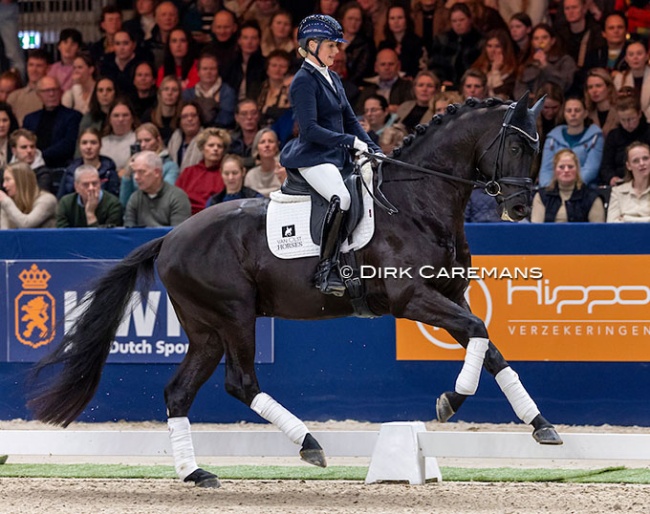 Sadie Smith and Renzo win the L-level division at the 2026 KWPN Stallion Competition Finals :: Photo © Dirk Caremans