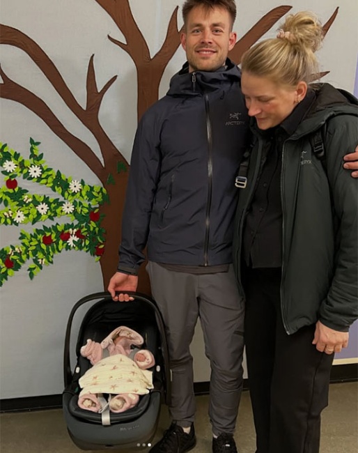 Proud parents Daniel and Nanna with their newborn baby Caroline