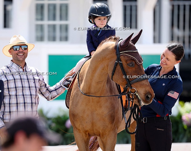 David DaSilva, Bailey DaSilva on Quartett and Adrienne Lyle in the leadline class on Sunday 15 February 2026 :: Photo © Astrid Appels