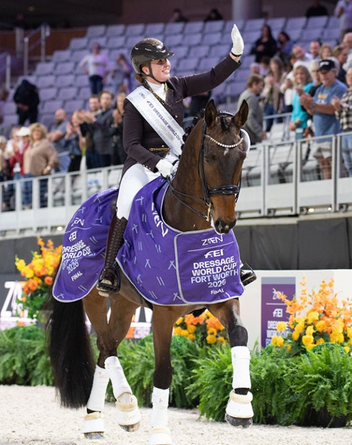 Becky Moody and Jagerbomb win the Grand Prix at the 2026 World Cup Finals in Fort Worth :: Photo © Shannon Brinkman