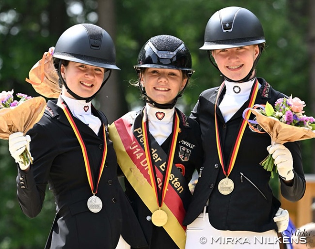 The Children's podium at the 2026 Preis der Besten: Schmieder, Kasselmann, Schuchmann :: Photos © Mirka Nilkens
