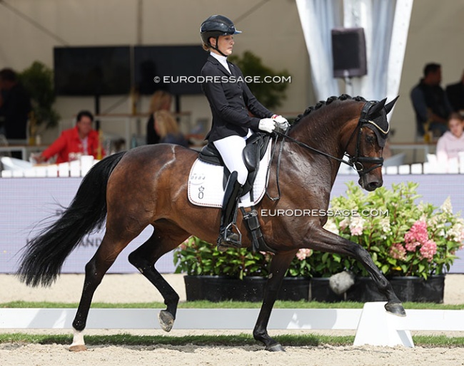 Carina Scholz and La Jolie SW OLD at the 2025 World Young Horse Championships :: Photo © Astrid Appels