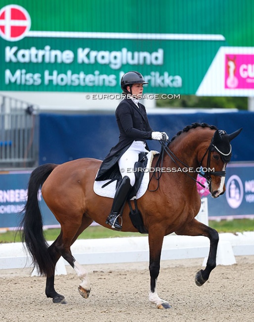 Katrine Kraglund on Miss Holstein's Marikka (by Johnson x Florencio) at the 2026 CDI Hagen :: Photo © Astrid Appels