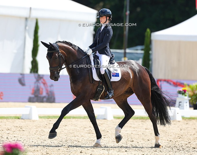 Tayla Desmet and her home bred Dark Diamond at the 2025 World Young Horse Championships :: Photo © Astrid Appels