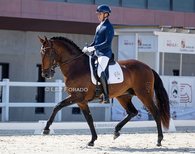 Antonio José Crespín López and the PRE bred Santiago HGF at the 2026 CDI Segovia :: Photo © Lily Forado