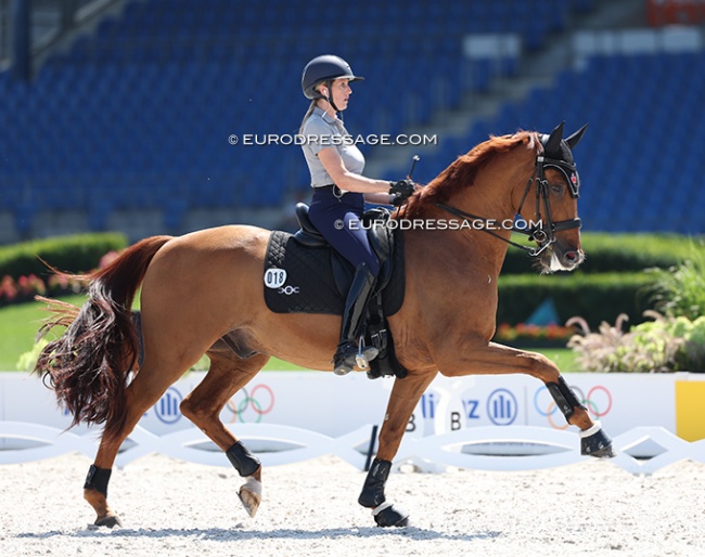Canadian Brittany Fraser-Beaulieu and Jaccardo schooling in the main ring at the 2026 World Championships Dressage :: Photo © Astrid Appels