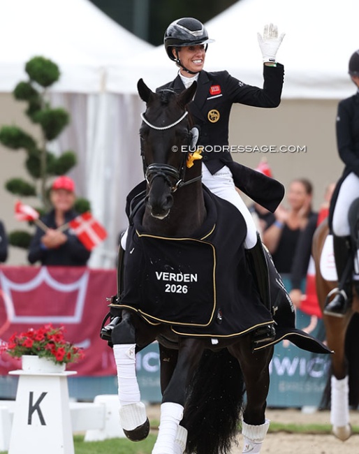 Charlotte Dujardin and Secret Agent at the 2026 World Championships for young dressage horses :: Photo © Astrid Appels