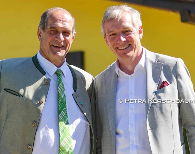 Herbert Gugganig (OEPS-President) and Johannes Mayrhofer at the 2026 Austrian Dressage Championships :: Photo © Petra Kerschbaum