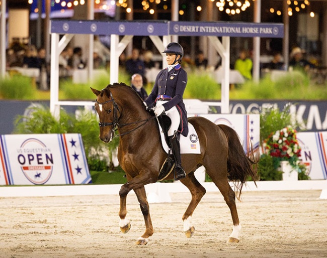 U.S. Team rider Anna Marek competing Fayvel at the 2025 U.S. Equestrian Open Dressage Final